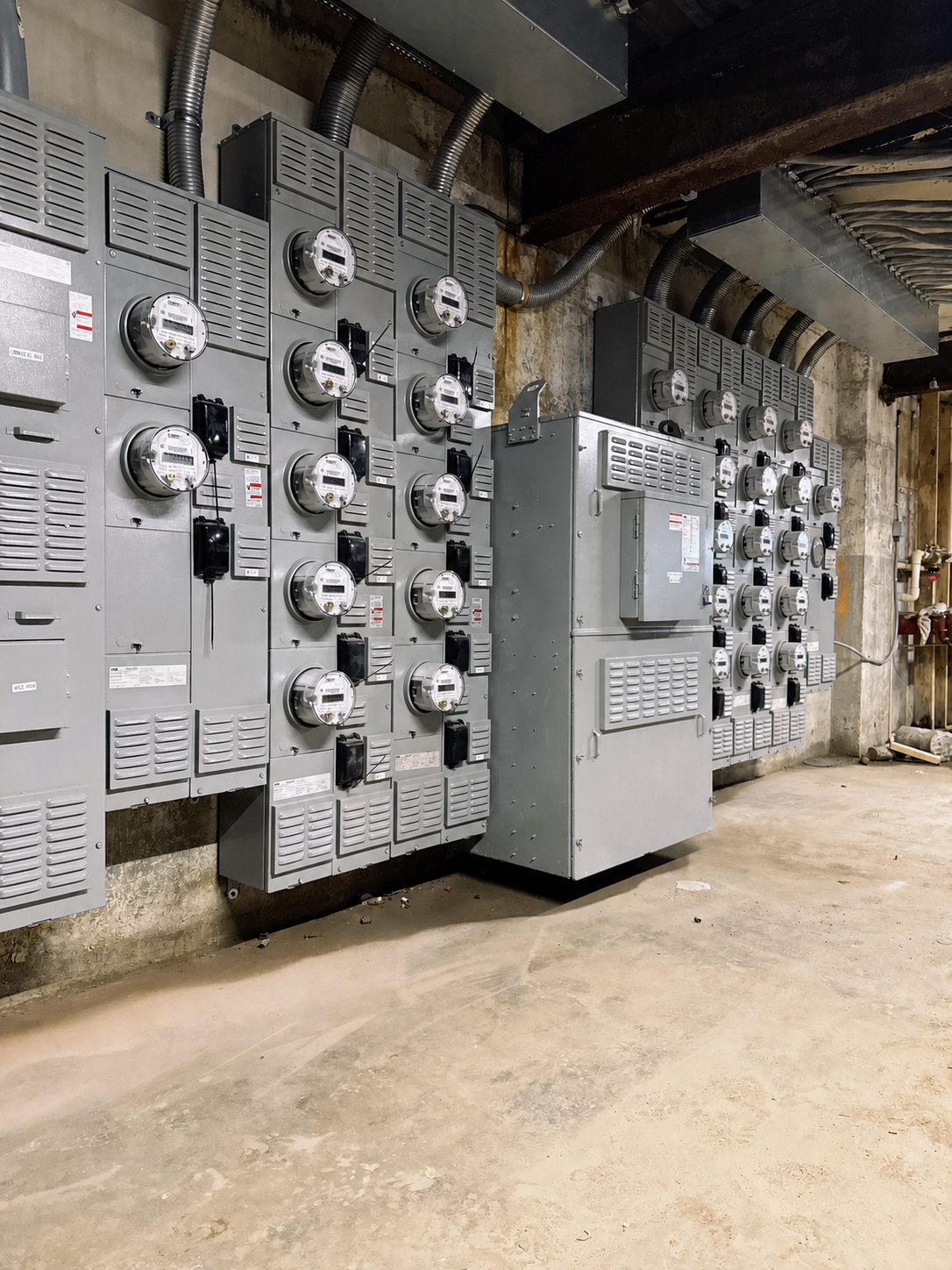 Commercial electrical meter bank installation