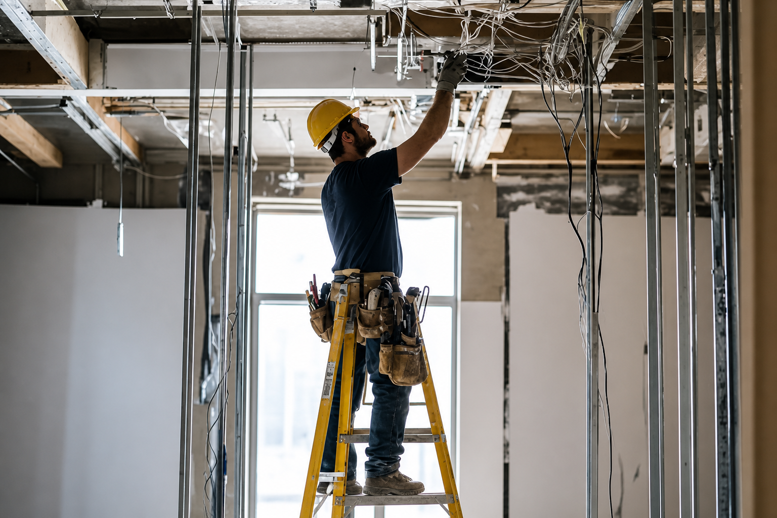 John Calhoun Electric electrician working on a commercial electrical installation